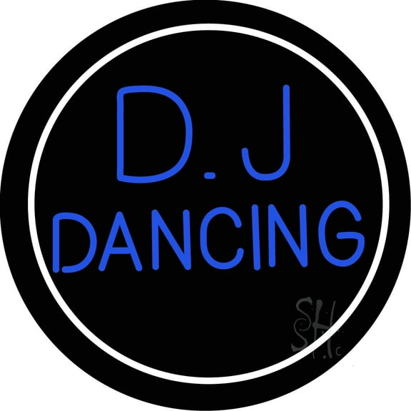 Dj Dancing Circle LED Neon Sign 18 X 18 - inches Black Square Cut Acrylic Backing, with Dimmer - Premium built indoor Sign for Studio, Club, Home décor, Event, Workshop, Storefront.