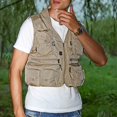 thumbnail image 2 of Paquete de pecho con chaleco de pesca con mosca para equipo de aparejos y accesorios, tamaño ajustable para hombres y mujeres Khaki XXL Soledad Chaleco de pesca para hombres, 2 of 10