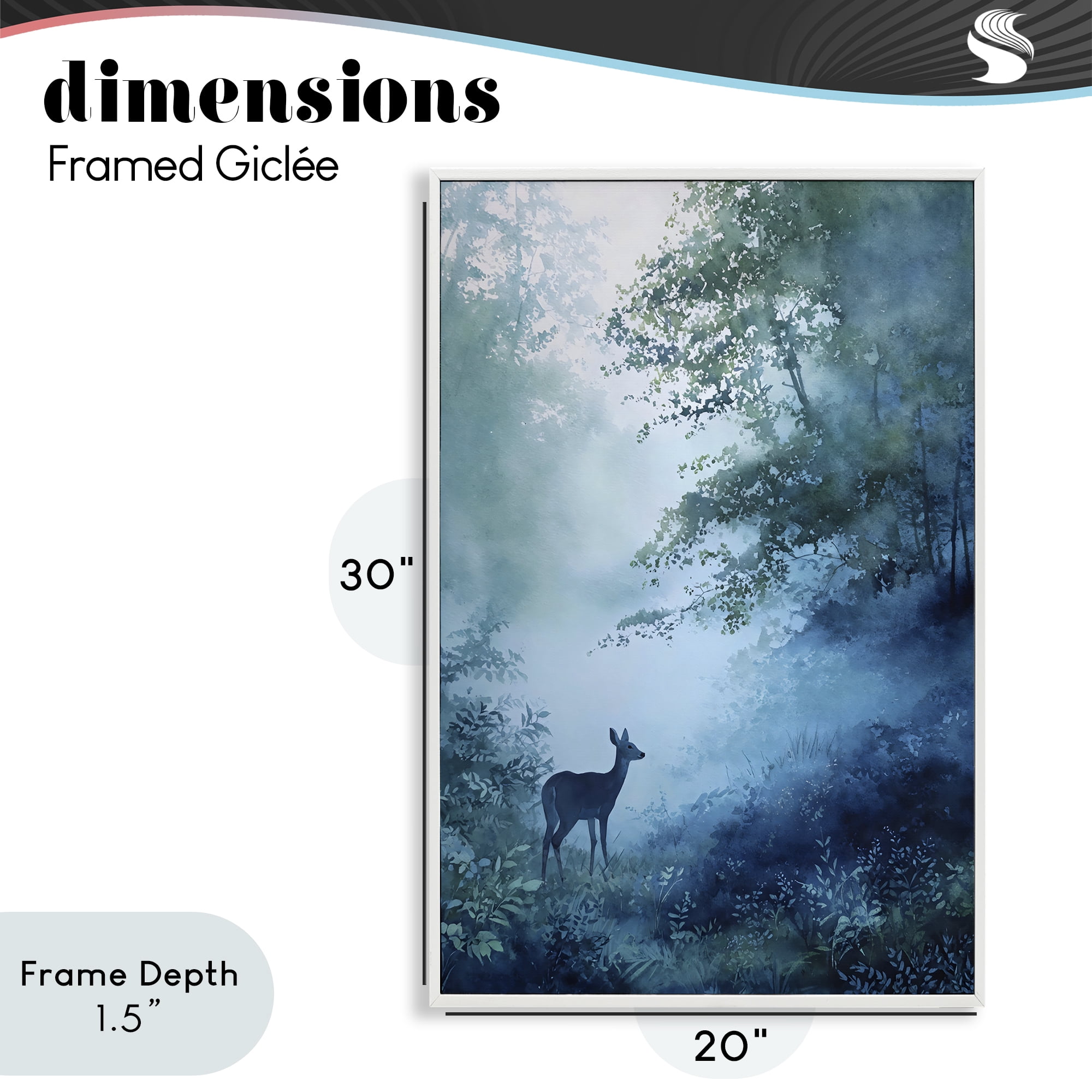 Stupell Industries Blue Dawn Deer in Mist White Framed Giclee Art, design by Franklyn Gregory