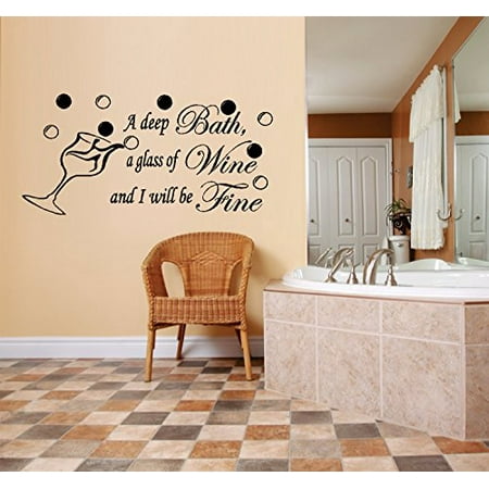 Decal ~ A Deep Bath, A Glass of Wine ~ Wall Decal, 12