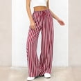 thumbnail image 6 of Bbyeadc Women's Striped Flared Pants Waist Tie Loose Oversized Leg Soft Daily Wear Relaxed Trousers with Side Pockets,Red (S), 6 of 6
