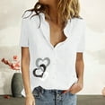 thumbnail image 2 of Mujeres Impreso Manga Corta Botón Suelto Turndown Collar Camisa Blusa Sólida Tops OAVQHLG3B Store lin121212, 2 of 5