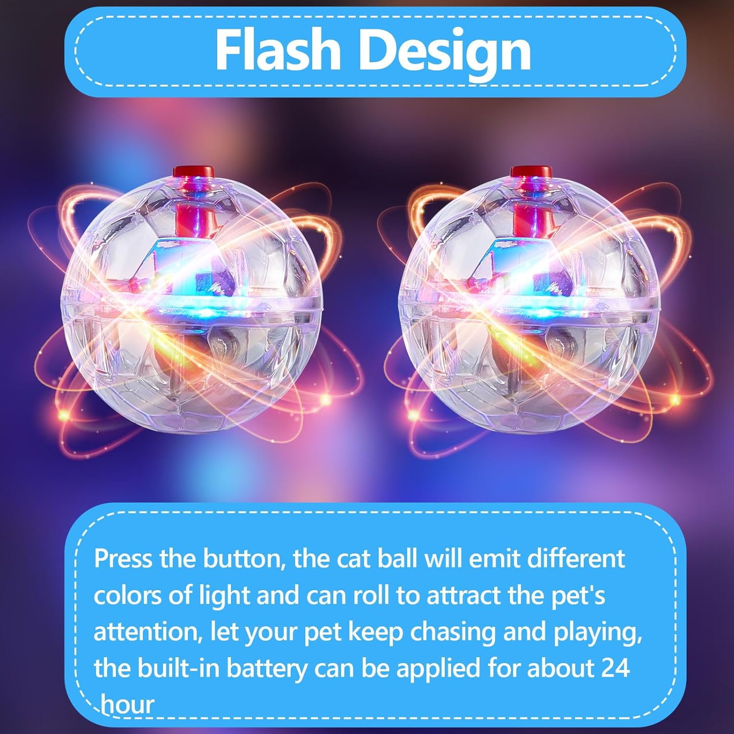4 Pieces Ghost Hunting Cat Ball Motion Light up Cat Balls LED Motion Activated Pet Ball Motion Light up Interactive Toys Pet Glowing Mini Running Exercise Ball Toys (Transparent)