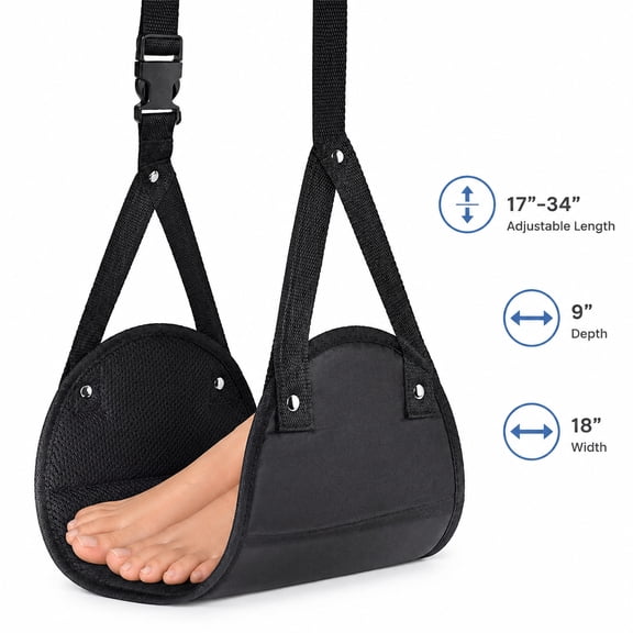 Airplane Foot Hammock (Memory Foam), Perfect Airplane Footrest to Relax Your Feet | Foot Hammock for Airplane Travel Accessories, Desk Foot Hammock, Travel Foot Rest, Comfy Foot Hanger Airplane