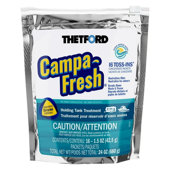 Thetford Campa-Fresh® Ocean Breeze 16-ct Toss-Ins holding tank treatment, CAMPA-FRESH OCEAN BREEZE 16CT