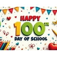 thumbnail image 4 of LUUFILx Happy 100th Day of School Banner Celebration Decorations Colorful Backdrop School Party Supplies Classroom Event Background Photography Props, 4 of 8