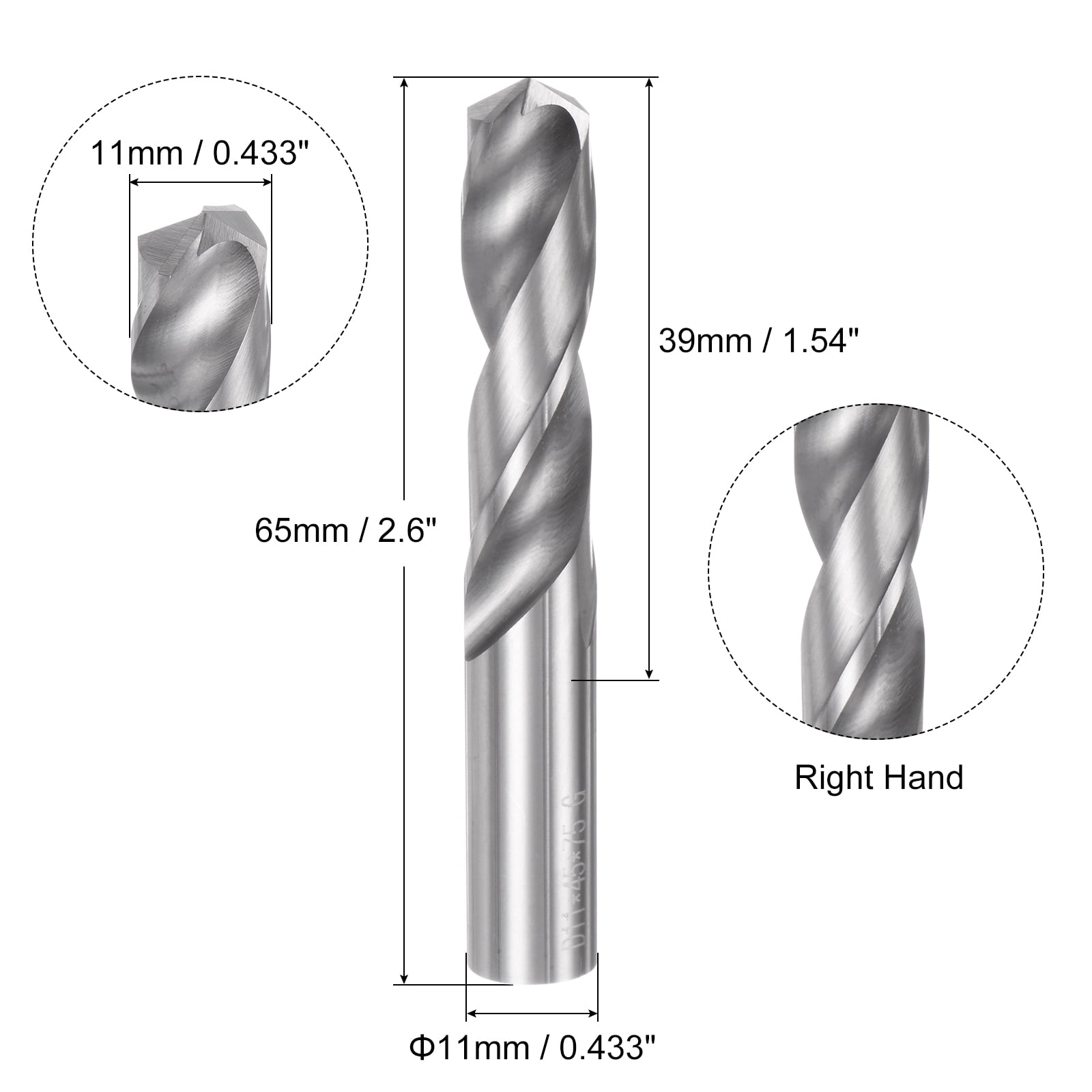 Uxcell Solid Carbide Twist Drill Bit 11mm YG6X/C3 Micro-Grain Carbide for Drilling Metal Plastic