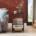 thumbnail image 6 of VECELO Set of 2 Side Tables for Living Room, Industrial End Table Bedside with Magazine Rack, Black, 6 of 10