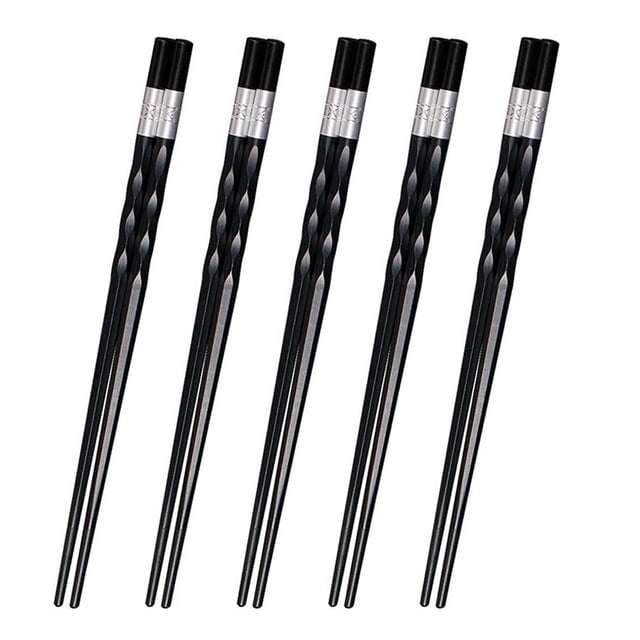 Palillos de aleación creativos, juego de vajilla de palillos chinos japoneses antideslizantes simples, 5 pares de familia MFZFUKR BST3000254-6