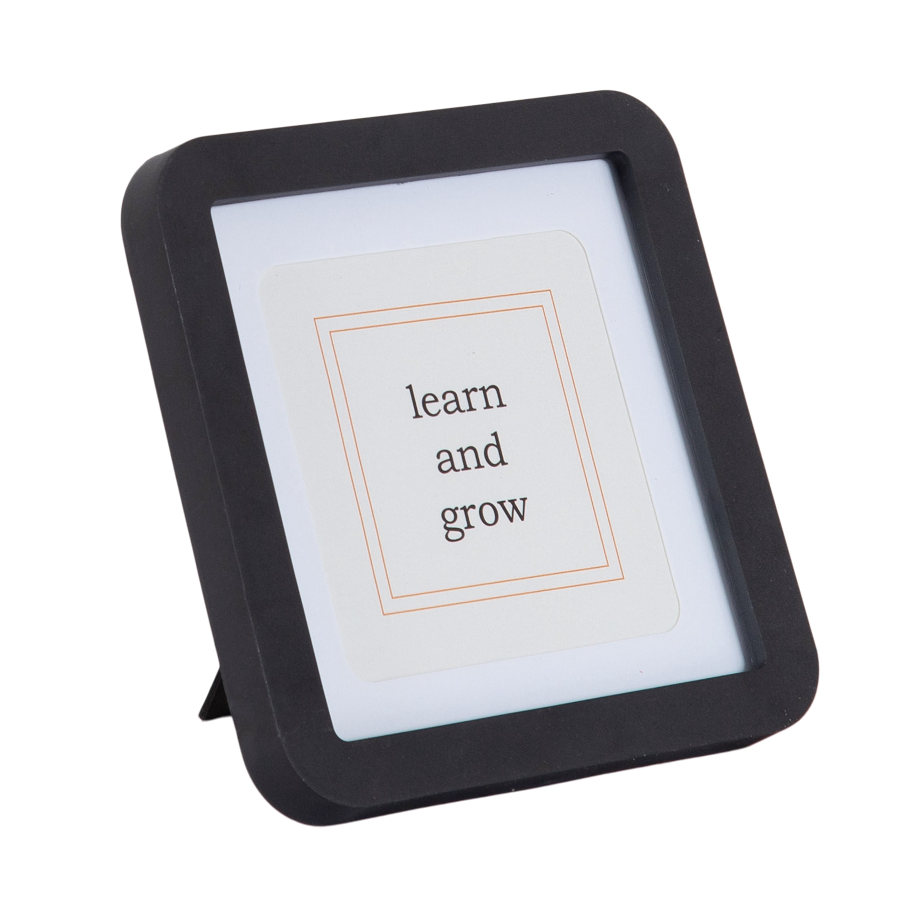 DesignOvation 5x5 Matted for 4x4 Rounded Basic Black Decorative Tabletop Picture Frame
