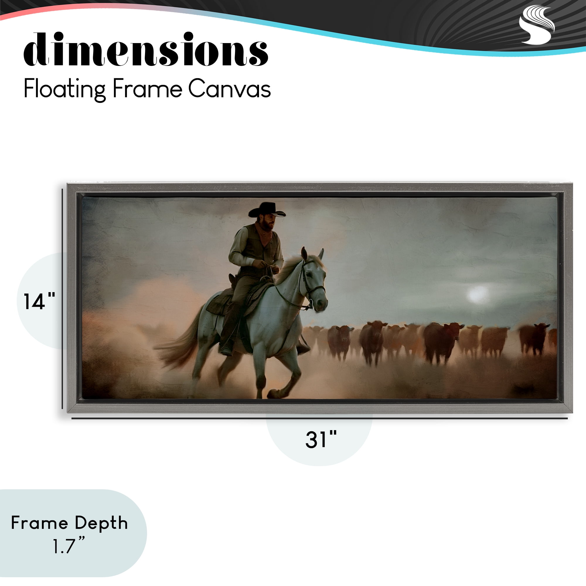 Stupell Industries Home Bound Cowboy Gray Framed Floater Canvas Wall Art, design by Kim Allen