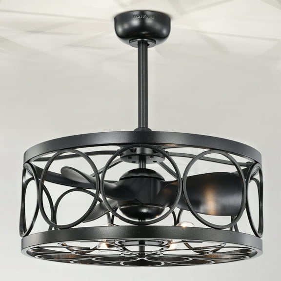 Sultan 24.4 in. Indoor Black Finish Ceiling Fan with Light Kit and Remote