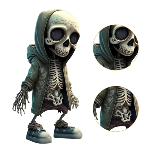 Figuritas Sudadera Calavera Muñecos Gótico Esqueleto Hombre Escultura Halloween Resina Artesanía (C) Wdftyju Libre de BPA