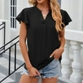 thumbnail image 3 of Mittory Womens Blouse V Neck Ruffle Sleeve Flowy Shirts Dressy Casual Summer Tops Business Work Elegant Comfy Satin Tees, 3 of 5