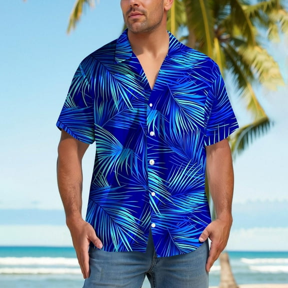 Hawaiian Shirts for Men Short Sleeve Casual Button Down Shirt Tropical Summer Beach Shirt