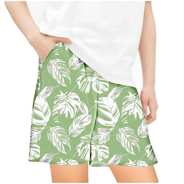 Odeerbi 5-14 Años Niños Niñas Pantalones Cortos de Estampado Tropical Hawaiano Pantalones de Baño En Seco Rápido Pantalones Cortos de Tabla de Playa Pantalones Cortos Deportivos