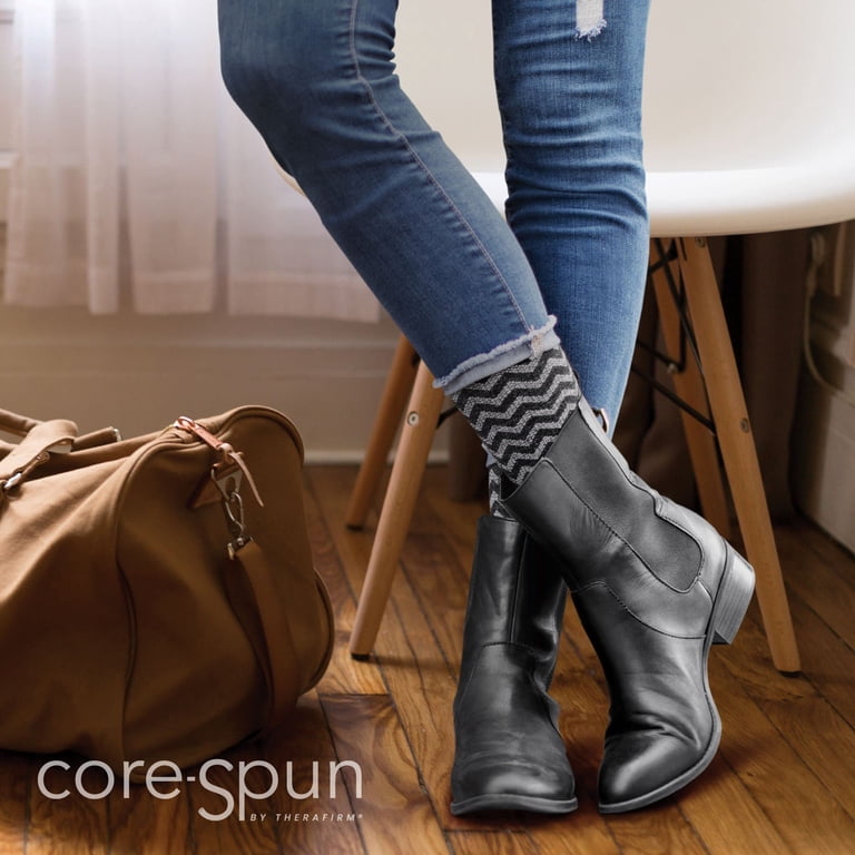 Core-Spun Moderate Compression Socks – 20-30mmHg Knee High, Navy, Moisture Wicking, Made In USA