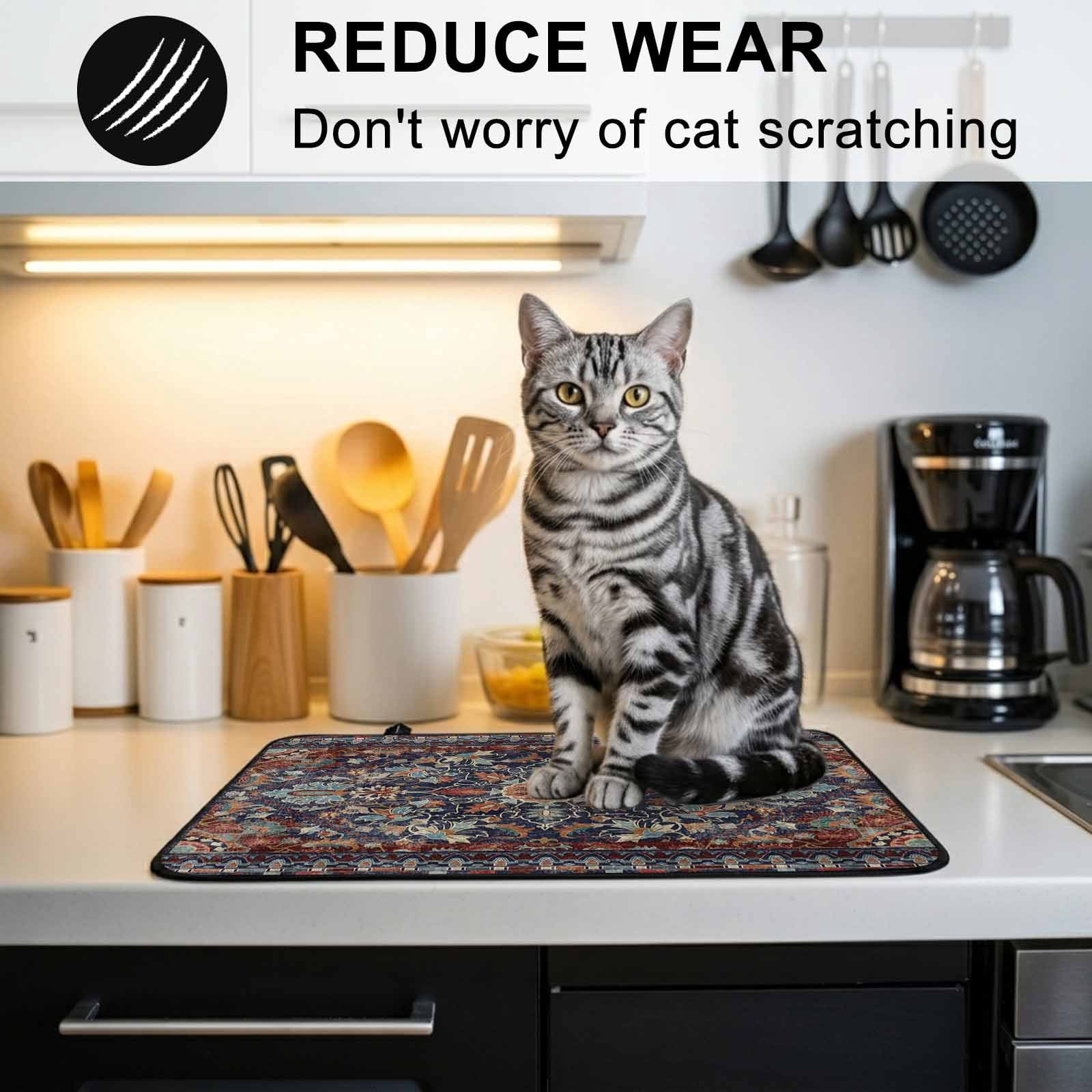 Retro Boho Stove Top Cover for Electric Stove, Heat-proof & Non Slip Glass Top Stove Cover Protector, Rustic Flowers Modern Geometric Abstract Art Kitchen Flat Cooktop Rubber Mat 24x21 Inches