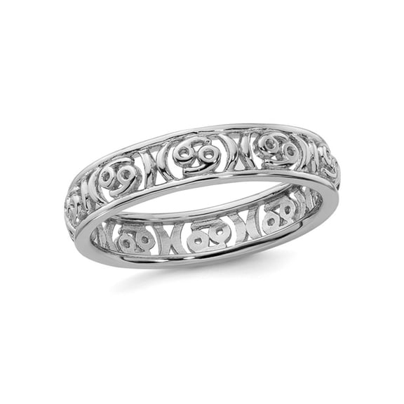 Gem & Harmony Sterling Silver Cancer Zodiac Astrology Ring Band for Women