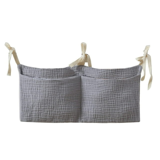 Fridja Sac de Rangement pour Lit de Bébé en Coton, Sac de Rangement Suspendu pour Chevet