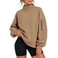 thumbnail image 2 of Mock Neck Sweatshirt Women Long Sleeve Casual Lightweight Sweatshirts No Hood Fall Fashion Oversized Turtleneck Pullover,2XL, 2 of 9