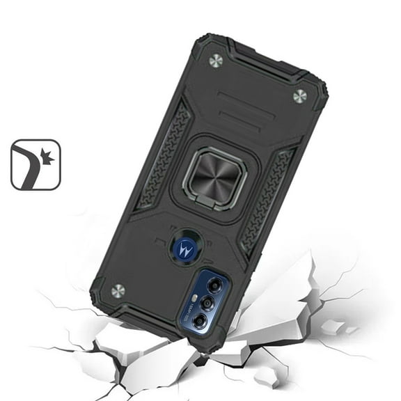For Motorola Moto G Play 2023 Heavy Duty Hybrid Built-in Kickstand Rugged Shockproof Military Grade Dual Layers Cover ,Xpm Phone Case [ Black ]