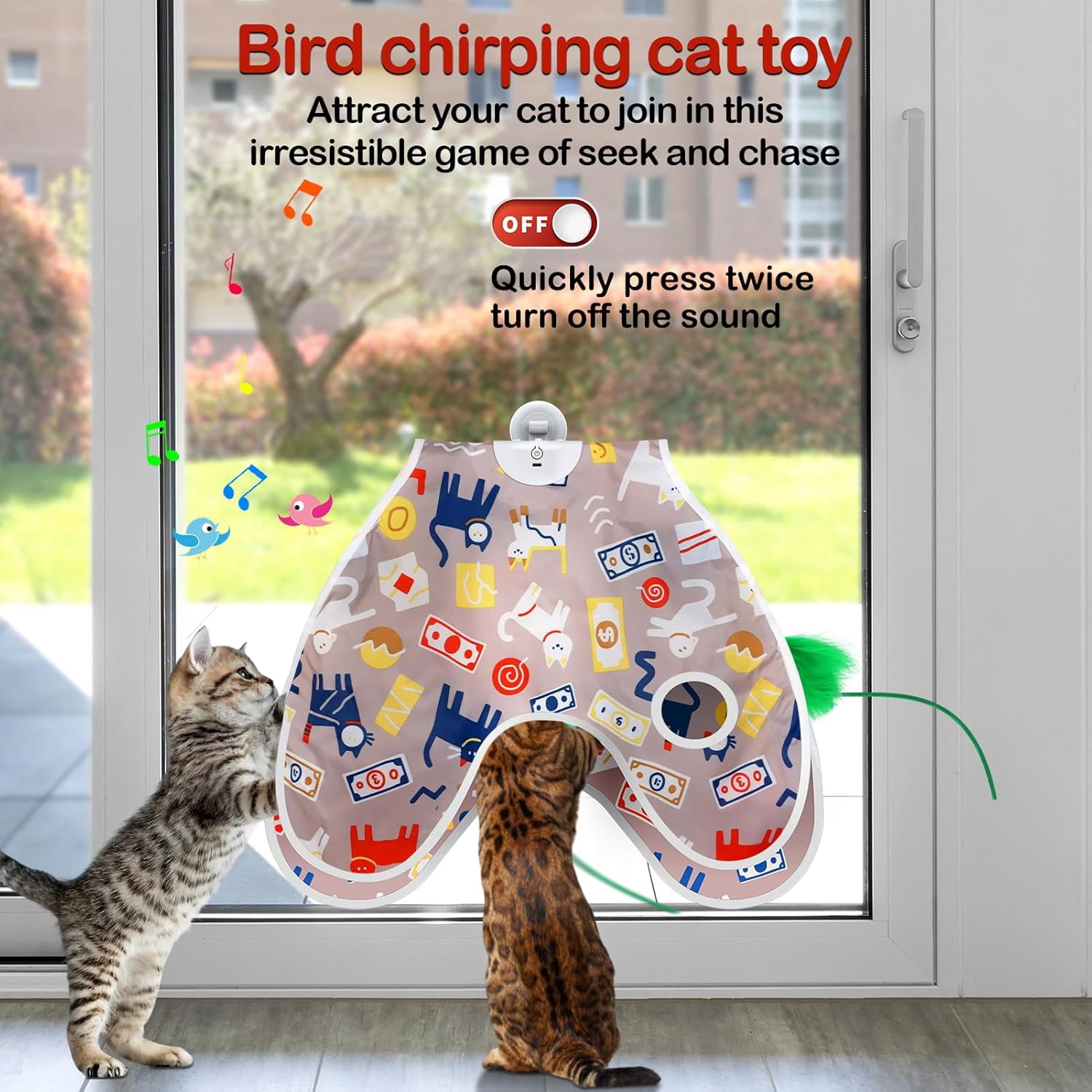 URRU Interactive Cat Toys for Indoor Cats,Moving Concealed Feathers,Real Mouse Squeaky,Touch Activated Cat Exercise Toys USB Rechargeable Self Play Toy for Cats and Kittens