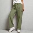 thumbnail image 5 of Workout Pants for Women New Wide Leg Linen Pants for Women Casual Loose Elastic Waist Casual Pants with Pockets Summer Breathable Comfy Trousers Daily Wear, 5 of 8