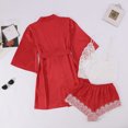 thumbnail image 4 of uublik Bathrobes for Women Pjs Sets 3Pcs Cami Shorts Sleepwear Summer Cute Loungewear Red, 4 of 6