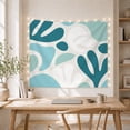 thumbnail image 5 of Teal Monstera Leaves Among Petal Forms, Serene Mid-Century Modern for Plant Lovers, Botanical Wall Art, Housewarming Gift, Tapestry Wall Hanging for Bedroom and Living Room, 5 of 7