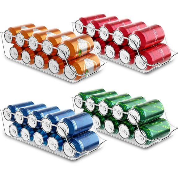 Soda Can Organizer for Refrigerator, Fridge Organizer,  Set of 4 Drink Organizer for Fridge