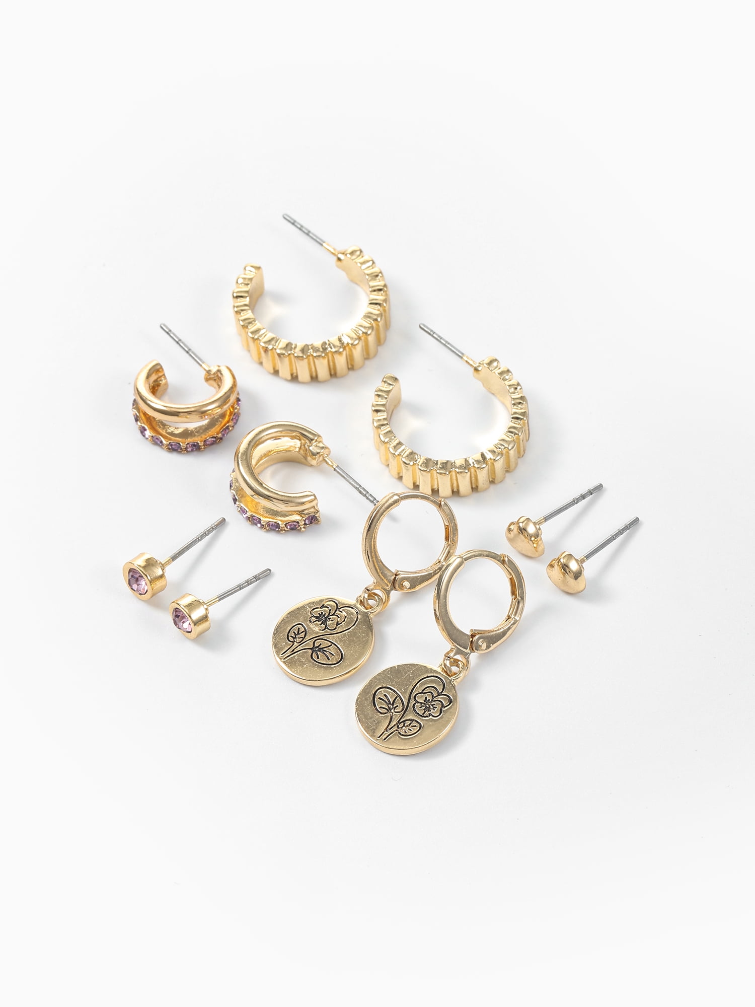 Time and Tru February Iris Earring Pack Goldtone