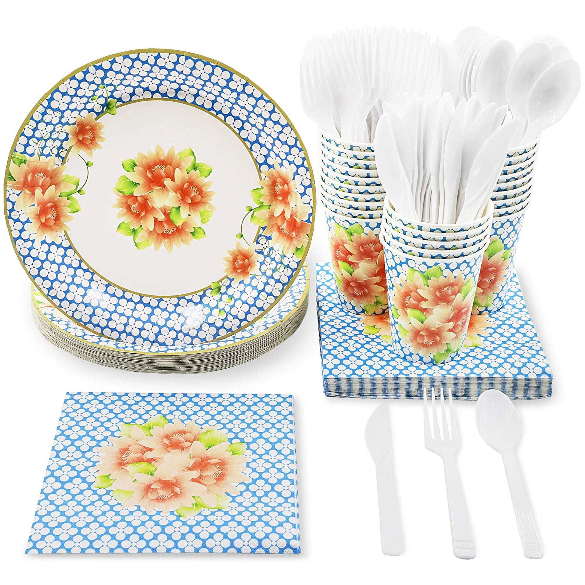 floral paper plates and napkins