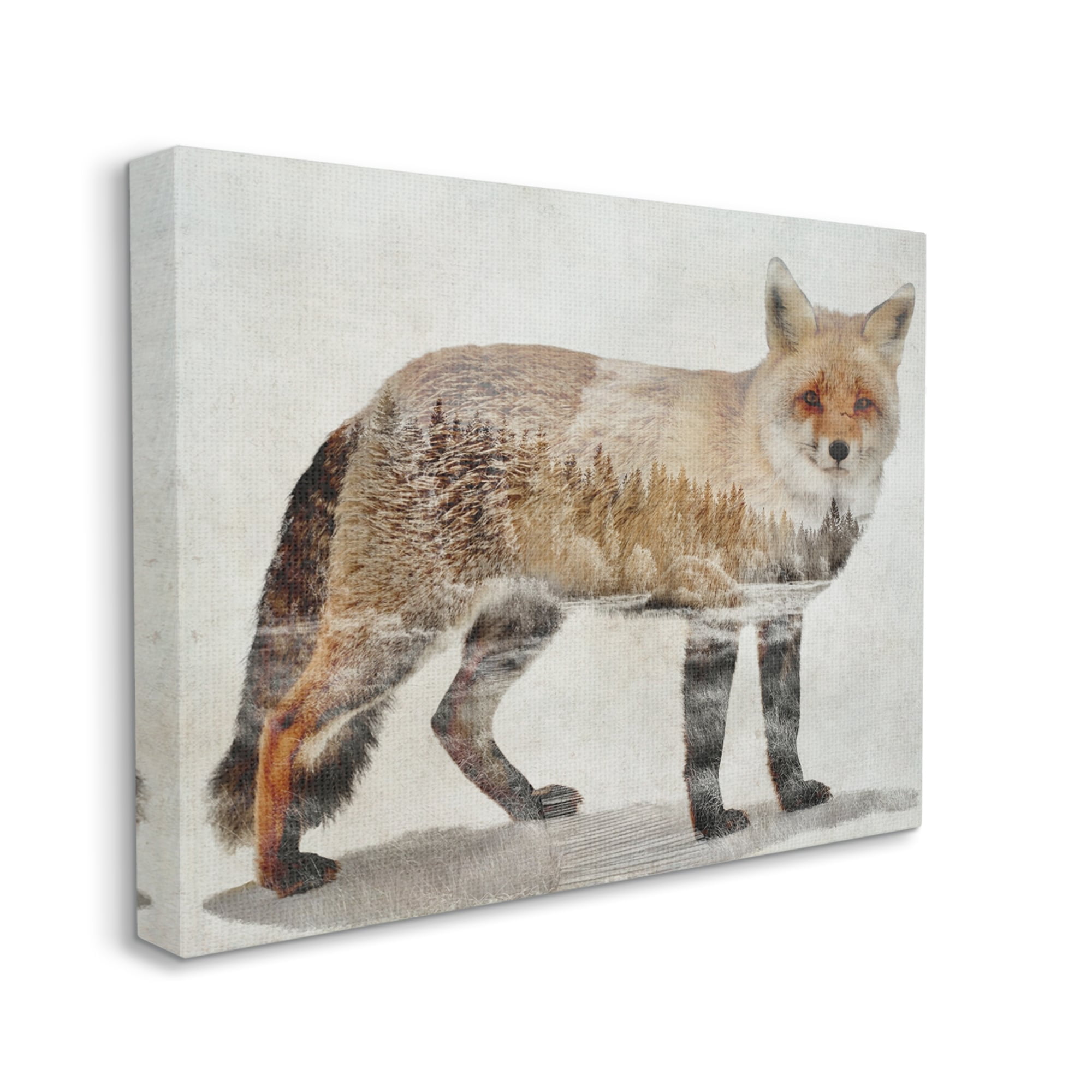 Stupell Woodland Nature Silhouette Fox Animals & Insects Painting Gallery Wrapped Canvas Print Wall Art