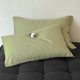 thumbnail image 1 of Xiao Hua Juego de 2 fundas de almohada 100 % algodón, tamaño estándar, con ribete de botones, suaves y duraderas, con un efecto refrescante premium para cama (48 x 73 cm, tira fina, verde), 1 of 5