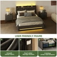 thumbnail image 4 of Uforic Upholstered Bed Frame with Charging Station & Drawers, Queen Size Bed Frame with LED Lights, Gray, 4 of 8