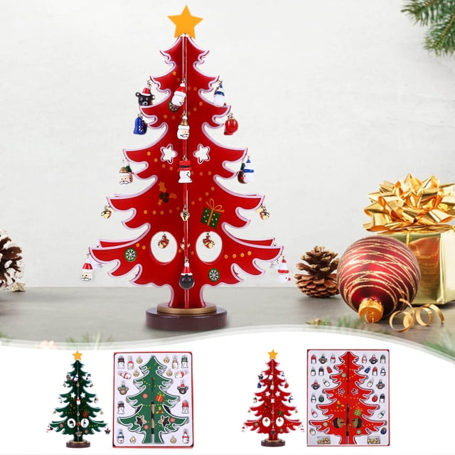 Fiudx Árbol de Navidad de Madera, Decoración Navideña Creativa, Fácil de Montar, Madera Natural Ligera, Multiusos, Regalo Festivo, 18 X 22 X 3 Cm