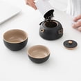 thumbnail image 3 of Tea Cup Set Portable Travel Tea Set With One Pot And Two Cups Of Black Pottery Express Cup And Hand Creative Business Tea Set Teapots & Coffee Servers Travel Tea Set, 3 of 7