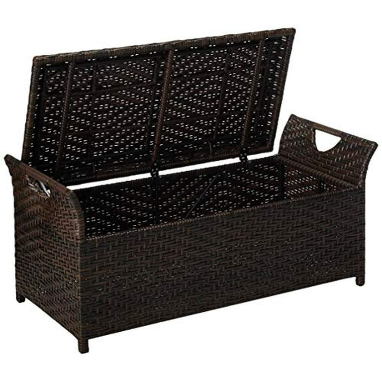 Wing outdoor wicker storage bench by christopher knight home discount