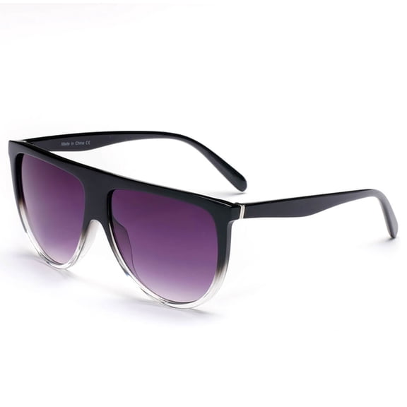 Black Square Frame Gradient Purple Lens Sunglasses - UV Protection Fashion Trendy Daily Eyewear