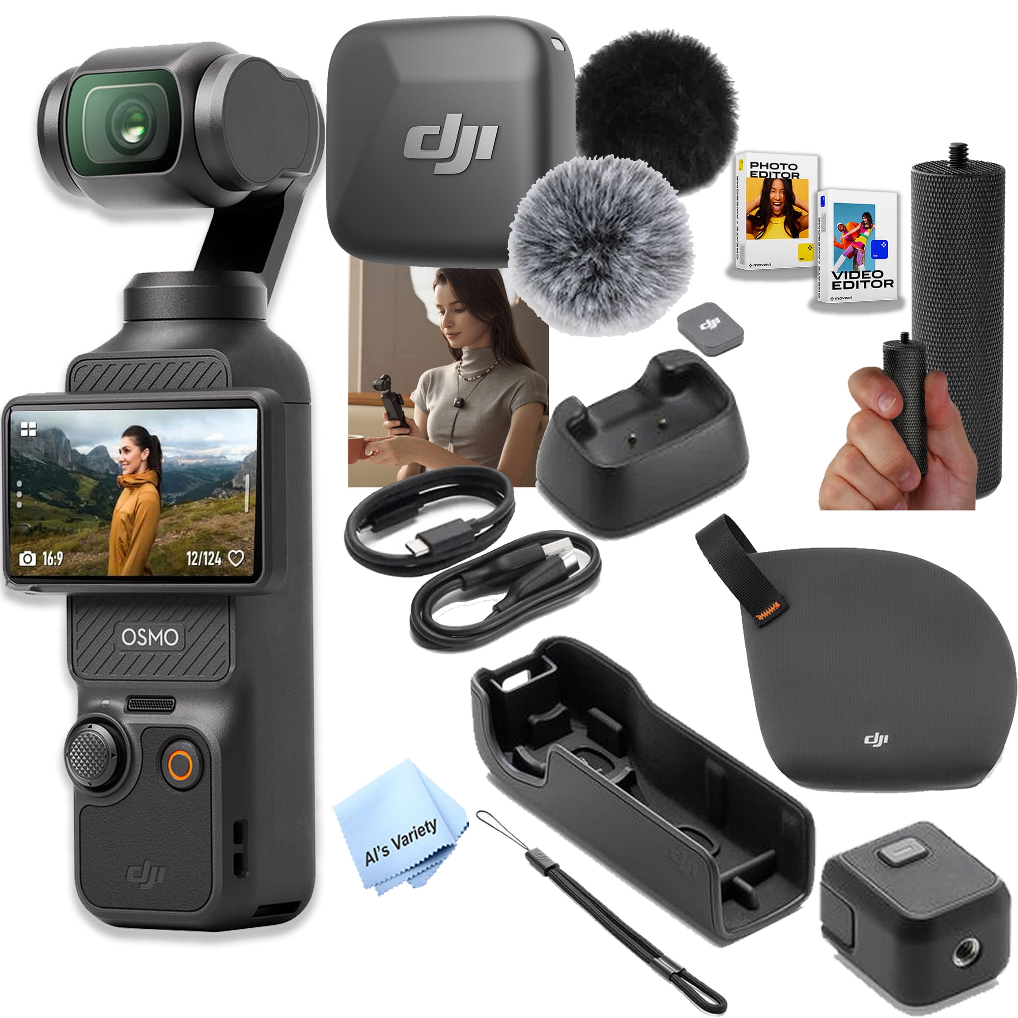 DJI Osmo Pocket 3 Vlog Combo, Vlogging Camera with 1'' CMOS & 4K/120fps for YouTube, Mic Mini Transmitter + Software and More (Vlogging Bundle)