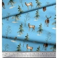 thumbnail image 3 of Soimoi Blue Cotton Duck Fabric Deer & Tree Watercolor Decor Fabric Printed Yard 44 Inch Wide, 3 of 3