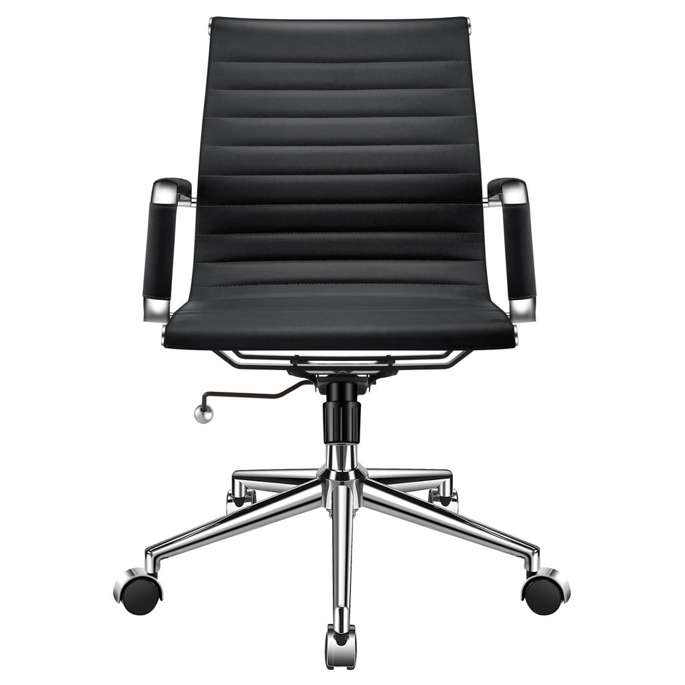 LUXMOD Black Office Chair Adjustable Swivel Chair in Durable Vegan