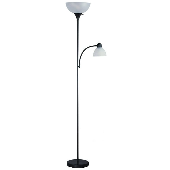 Living Accents 72 in. Satin Black Torchiere Floor Lamp
