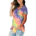 thumbnail image 3 of Sexy Dance Womens Tie Dye V Neck T Shirts Short Sleeve Summer Tops Loungewear Casual Tee Tops Size S-3XL Print Basic T-Shirt, 3 of 3