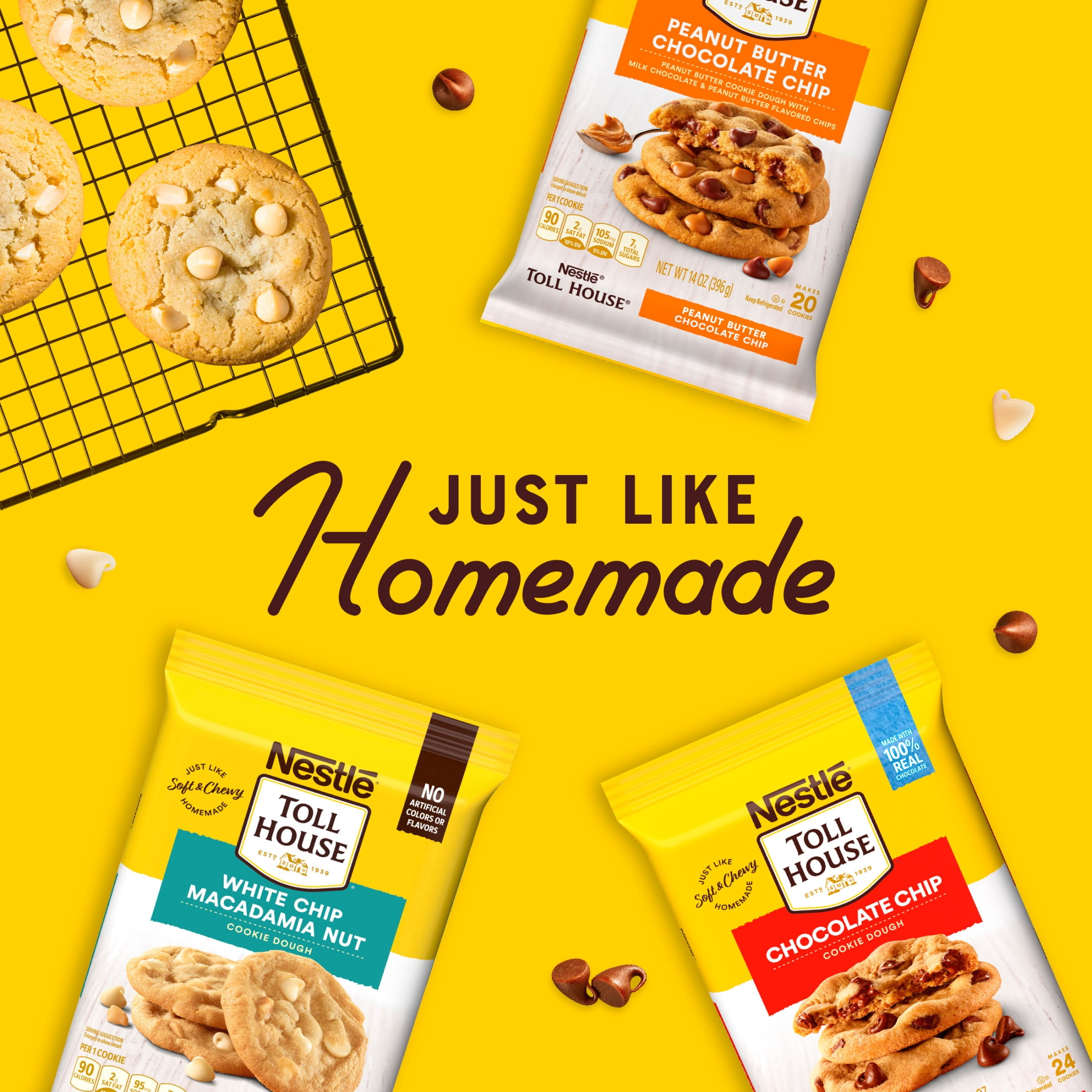 Nestle Toll House White Chip Macadamia Nut Cookie Dough, Makes 24 Cookies, 16 oz