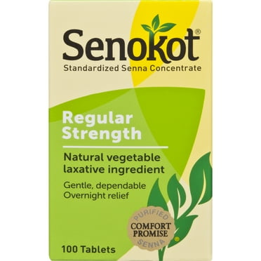 Senokot Regular Strength Tablets Natural Vegetable Laxative Ingredient, 100 Count