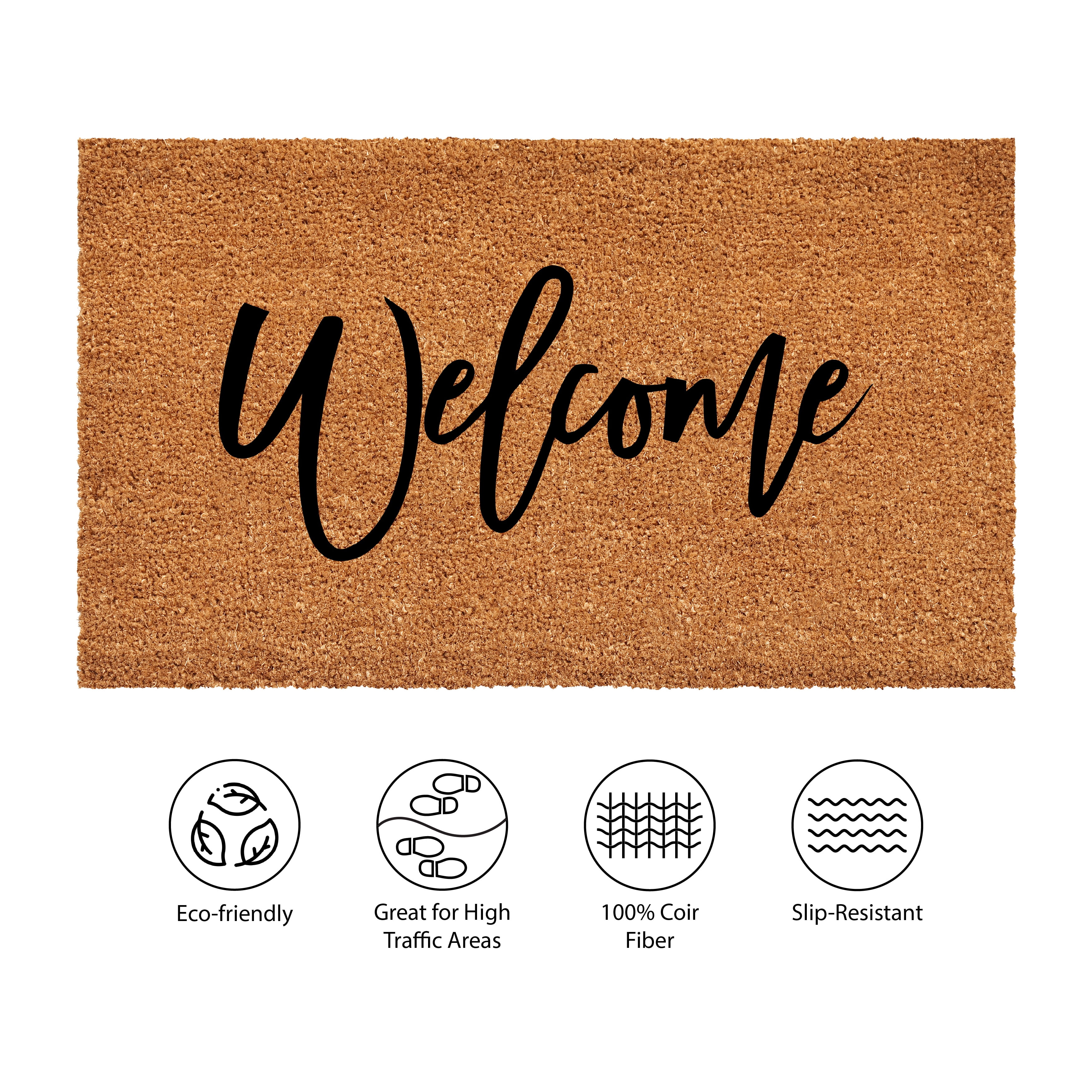 Calloway Mills 108421729 17 x 29 in. Cursive Welcome Doormat - Natural & Black