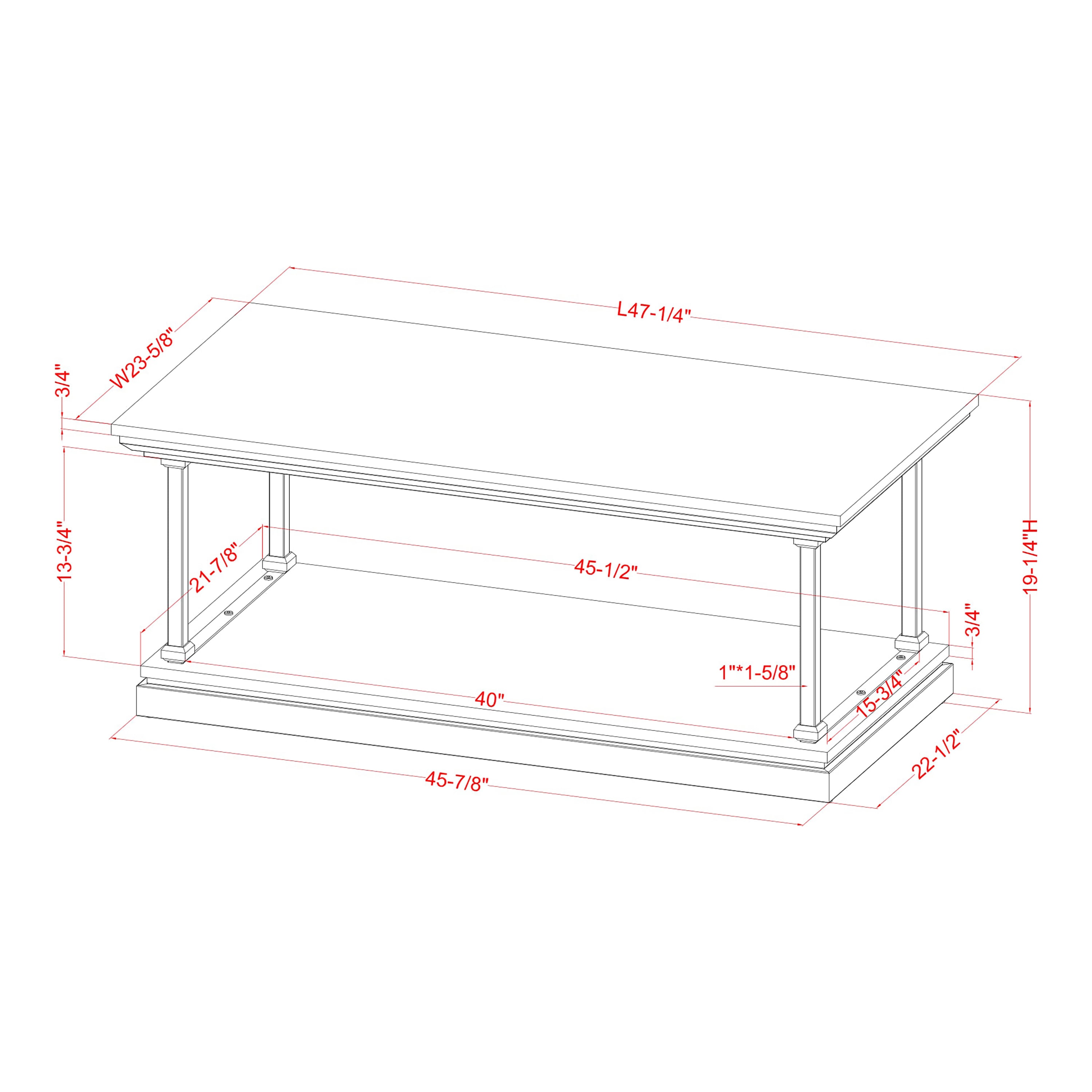 Furniture of America Laem 1-Shelf Coffee Table, Antique Gray