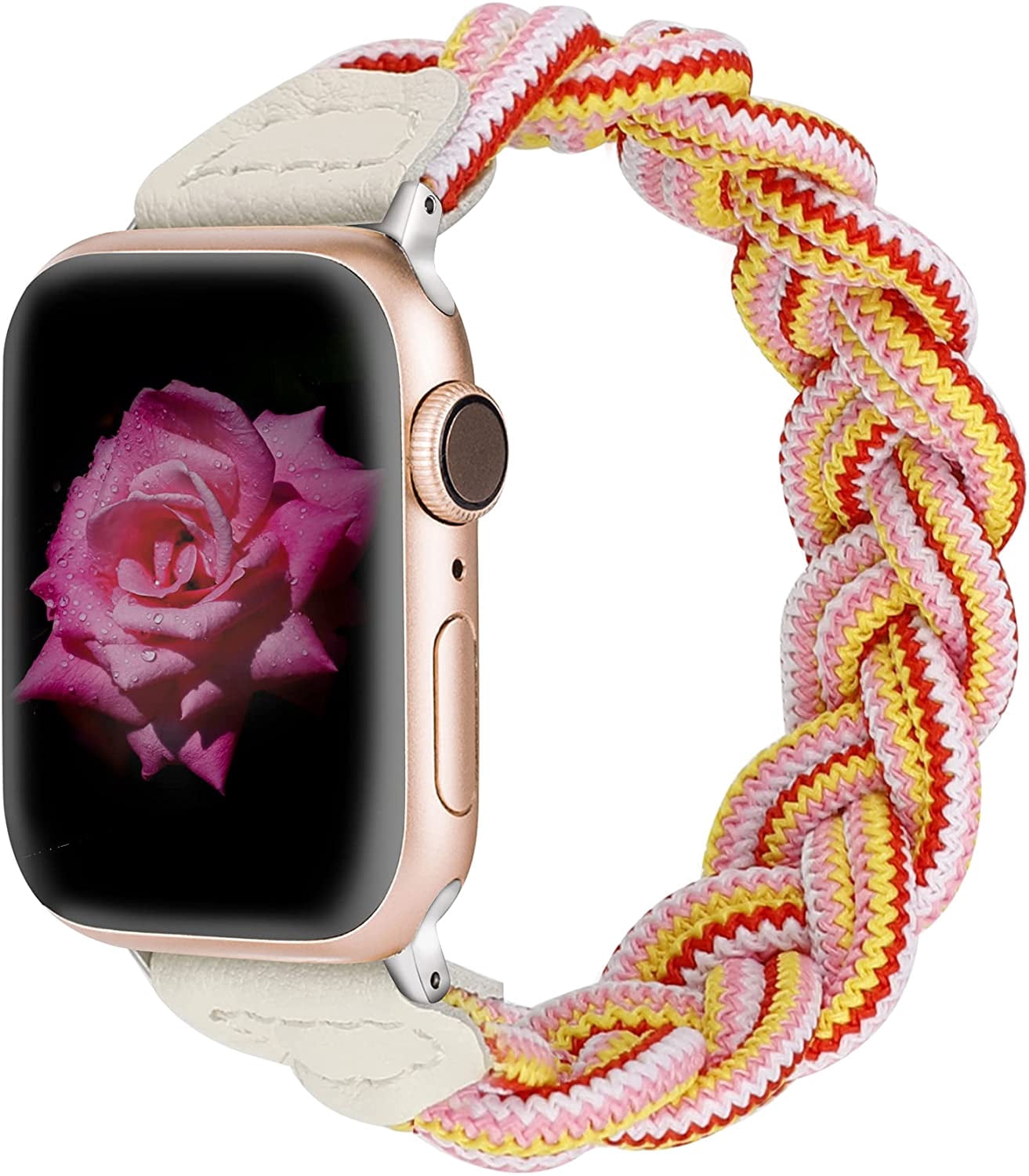 mueisuert Compatible with Apple Watch Bands 44mm 45mm 42mm Women, Slim  Elastic Braided Solo Loop Strap iWatch Bands Stretchy Bracelet for Apple  Watch Band Series 7 6 SE 5 4 3 2 1, Pink Yellow/Small | Walmart Canada